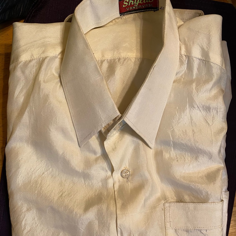 Mens indian Silk Dress Shirt Size Small